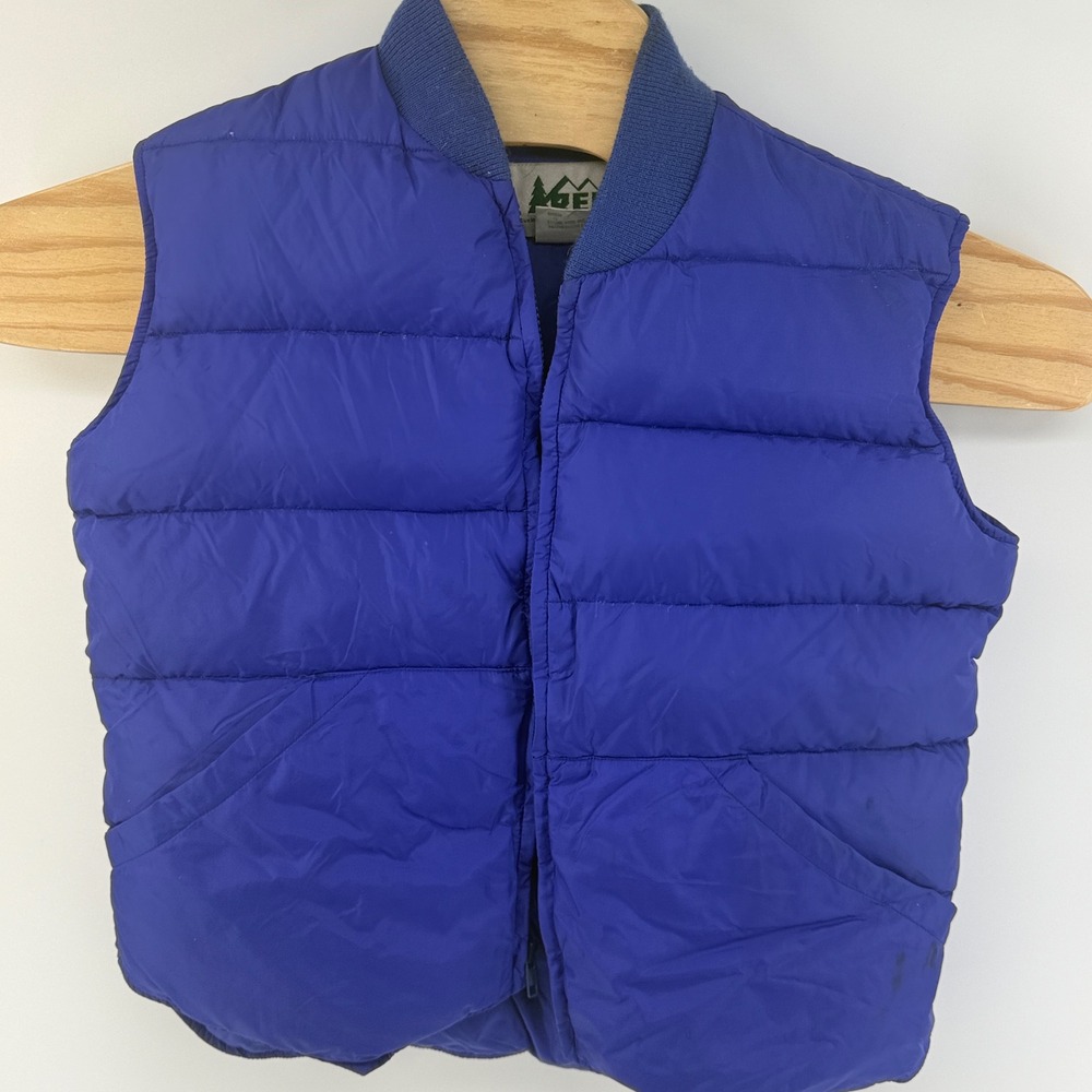 Vintage REI Womens Blue Goose Down Puffer Vest Size 12 F89 Quilted Gorpcore